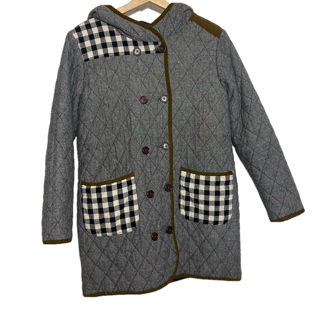 Women’s Thick Reversible Quilt Plaid patchwork cottagecore Jacket Coat -FS